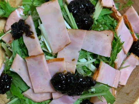 水菜と海苔の佃煮サラダ